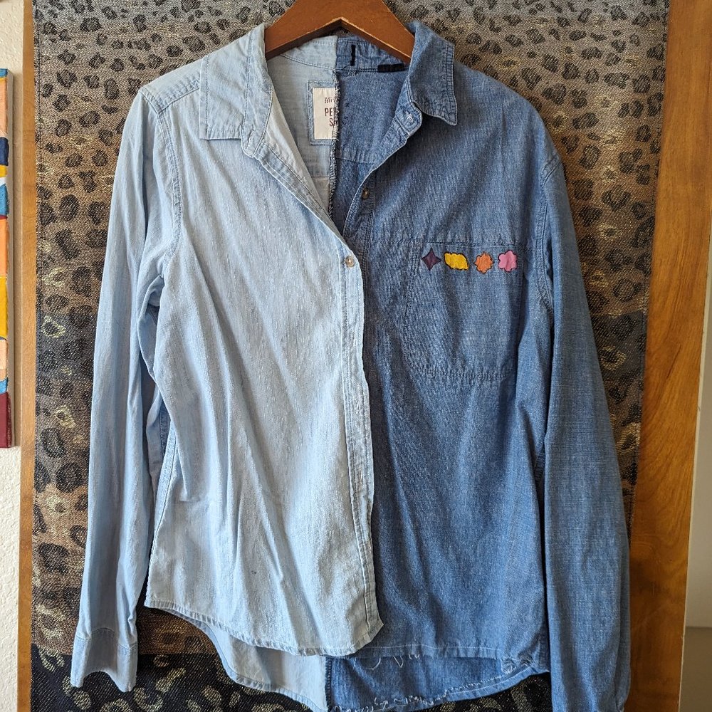 Custom BTS PTD V denim shirt size medium Taehyung Bantang Army